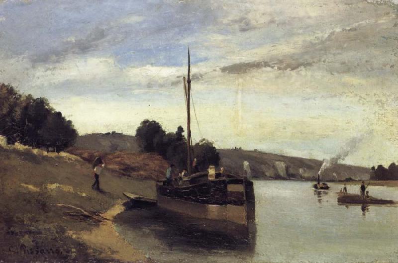Camille Pissarro Barge on the Seine Peniche sur la Seine oil painting picture
